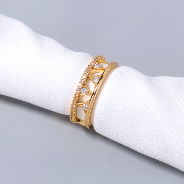 ANELLO color oro CON CORONA DI CRISTALLO - (REGOLABILE)