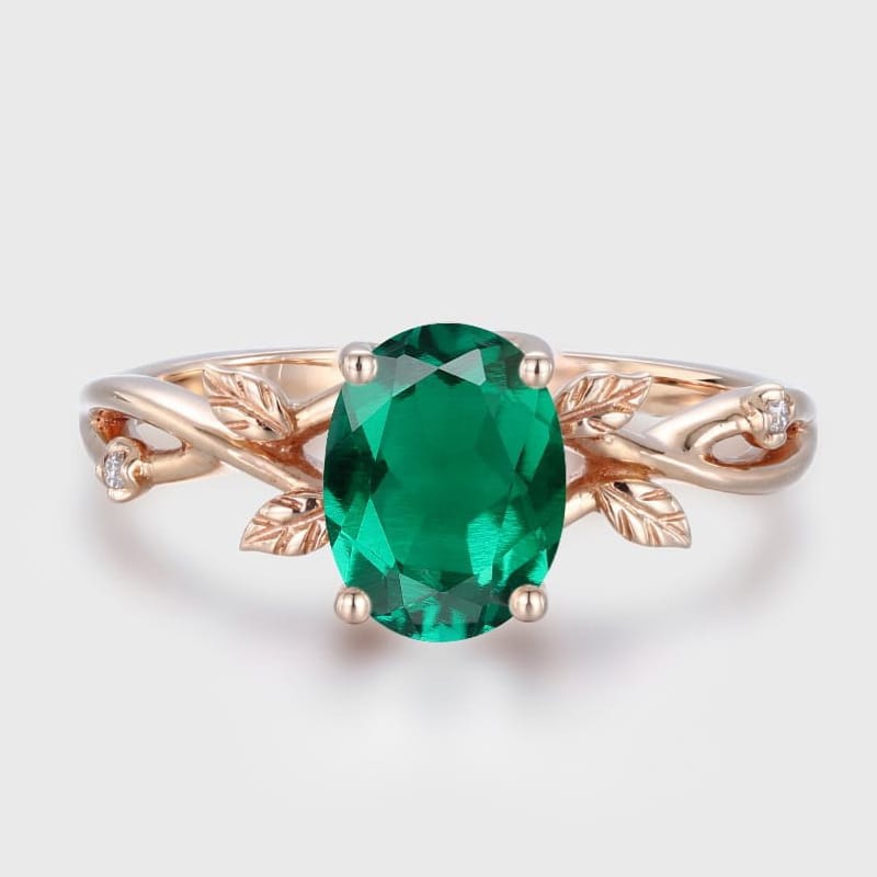ANELLO CON FOGLIA EMERALD color oro ROSA