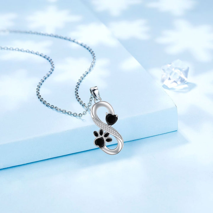 Collana Simbolo Infinito con Cuori e Impronta di Zampa