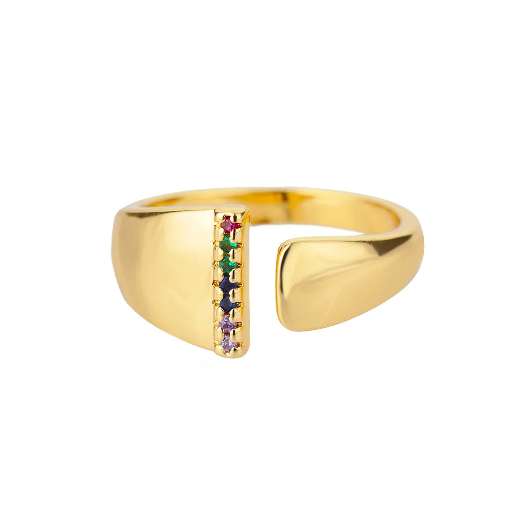 Anello color oro con Lettera Personalizzata (Regolabile)