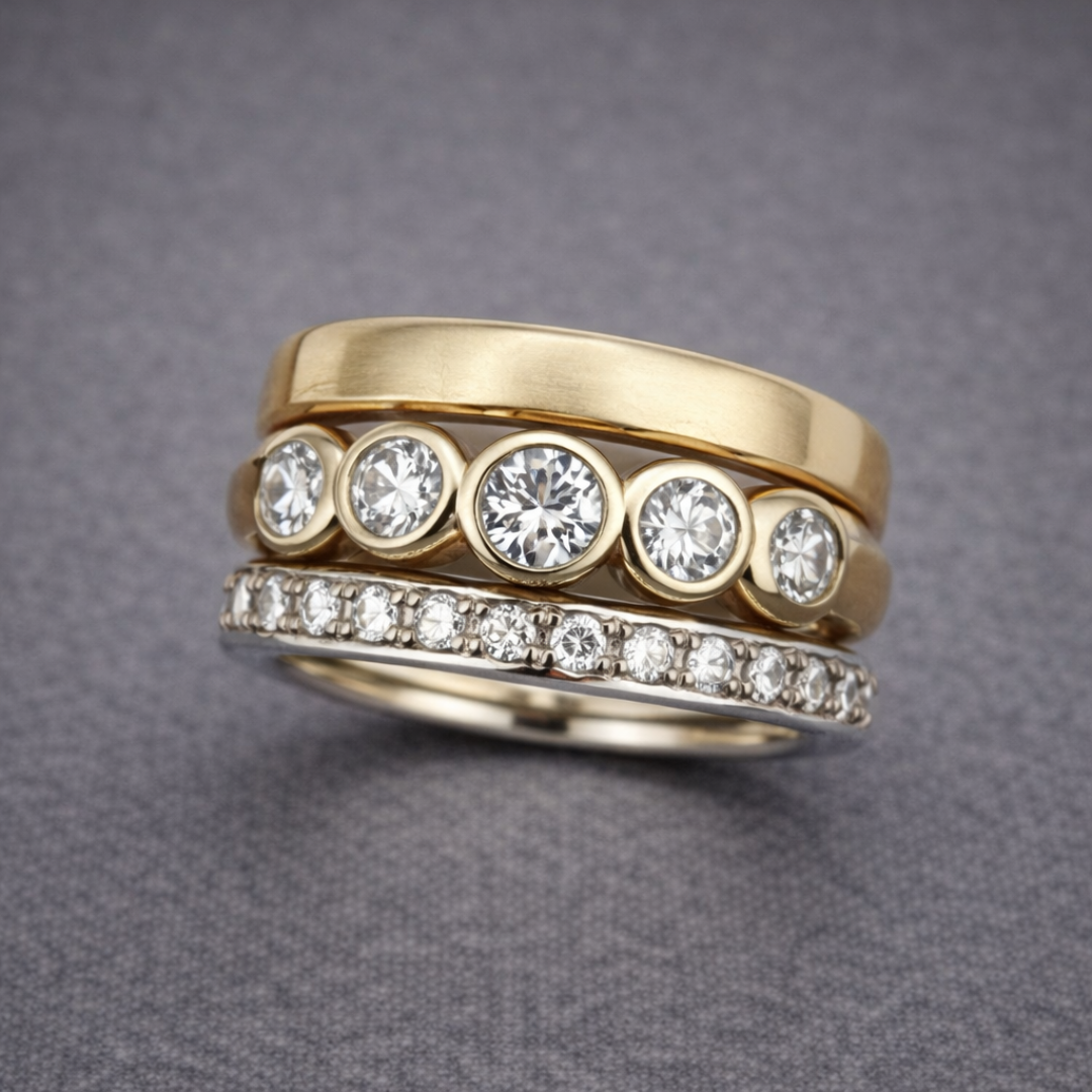 Anello di Anniversario color oro Classico con Zirconia