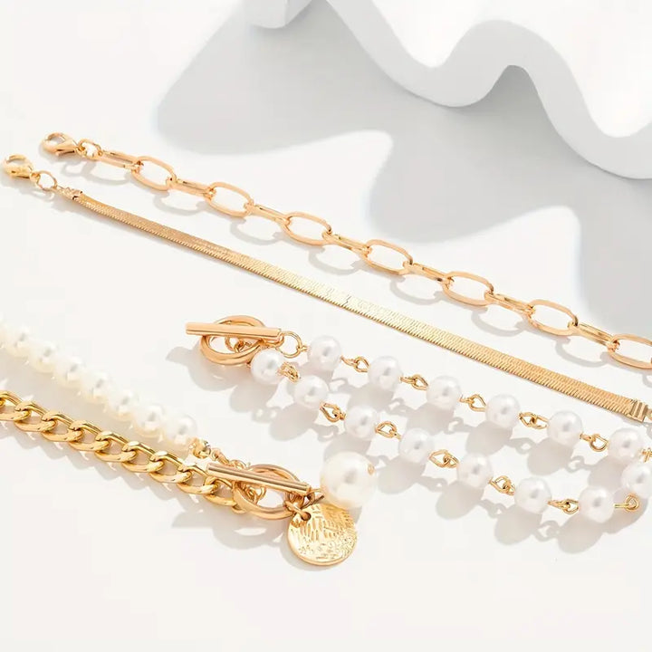 Set di Braccialetti di Perle Stratificate di Lusso