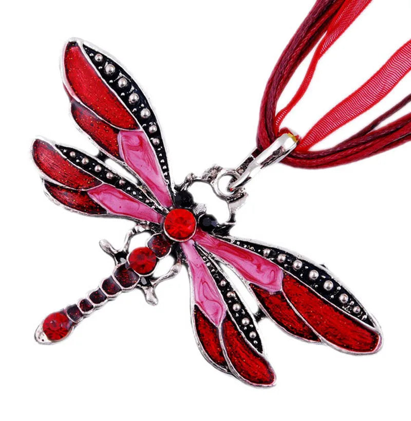Collana con Pendente a Libellula di Cristallo