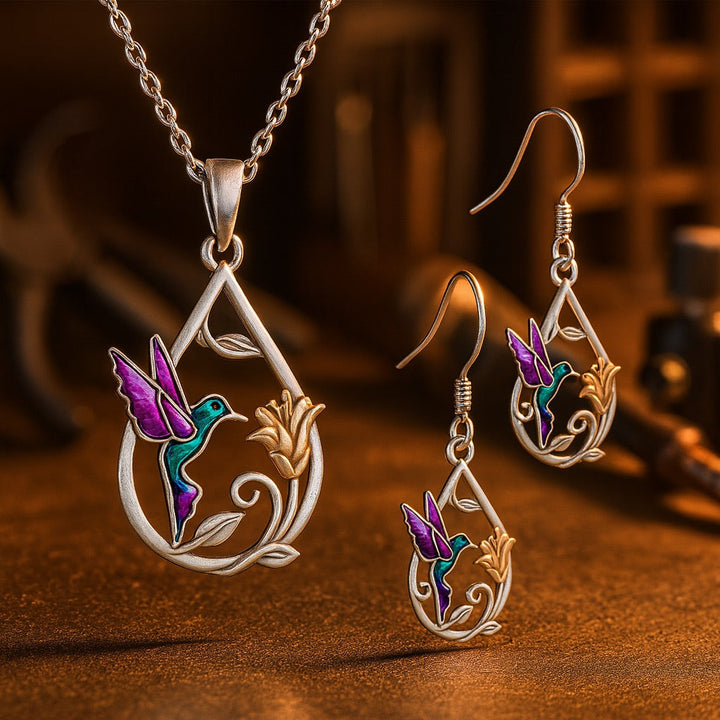 Bellissima Collana Colibrì per Donne con Orecchini Bonus