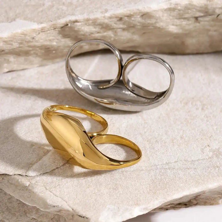Anello Doppio color oro Senza Tempo