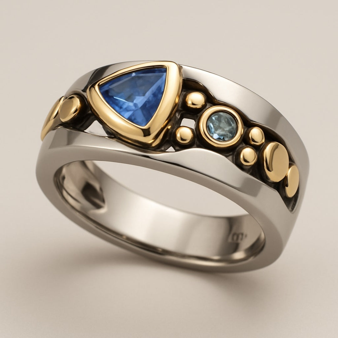 Anello di Cristallo Blu Vintage