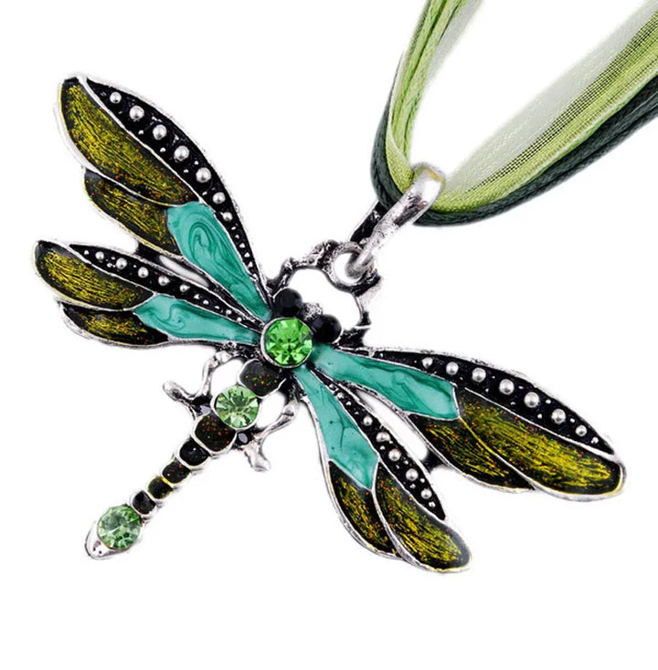 Collana con Pendente a Libellula di Cristallo