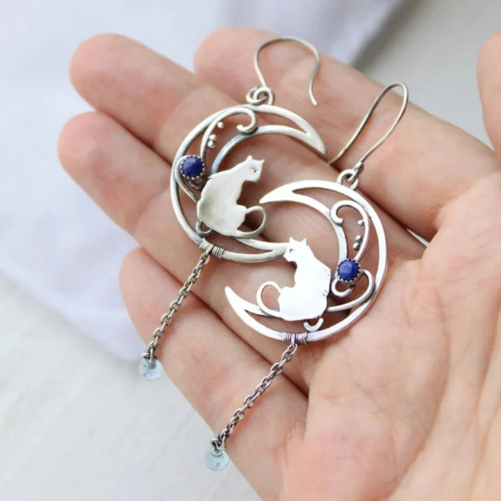 Orecchini Boho in Zirconia Blu color argento
