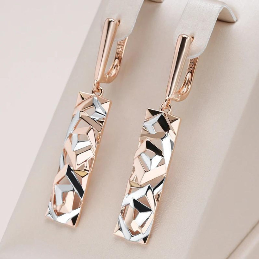Orecchini Eleganti Rettangolari color oro e color argento