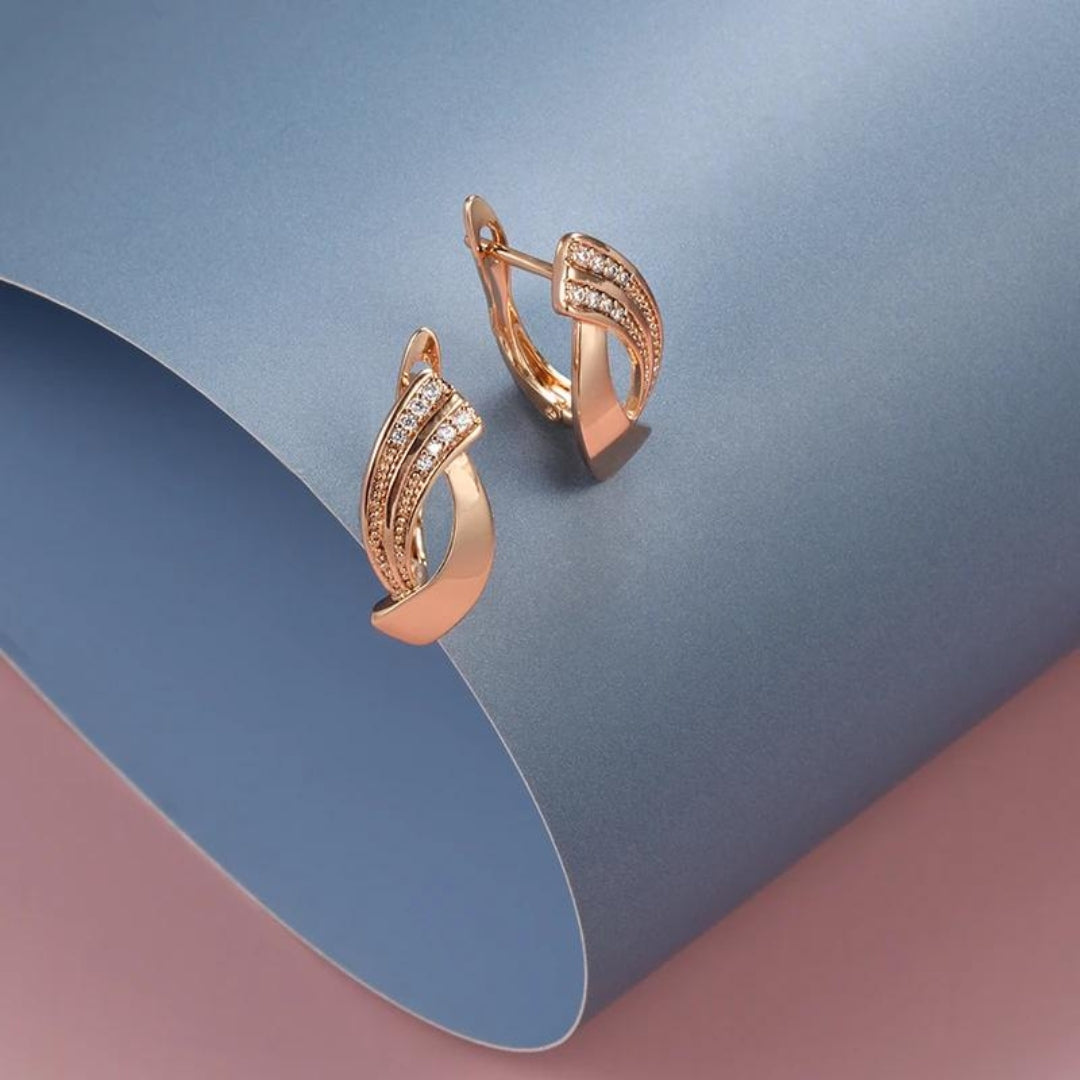 Orecchini Eleganti con Zirconia color oro Rosa