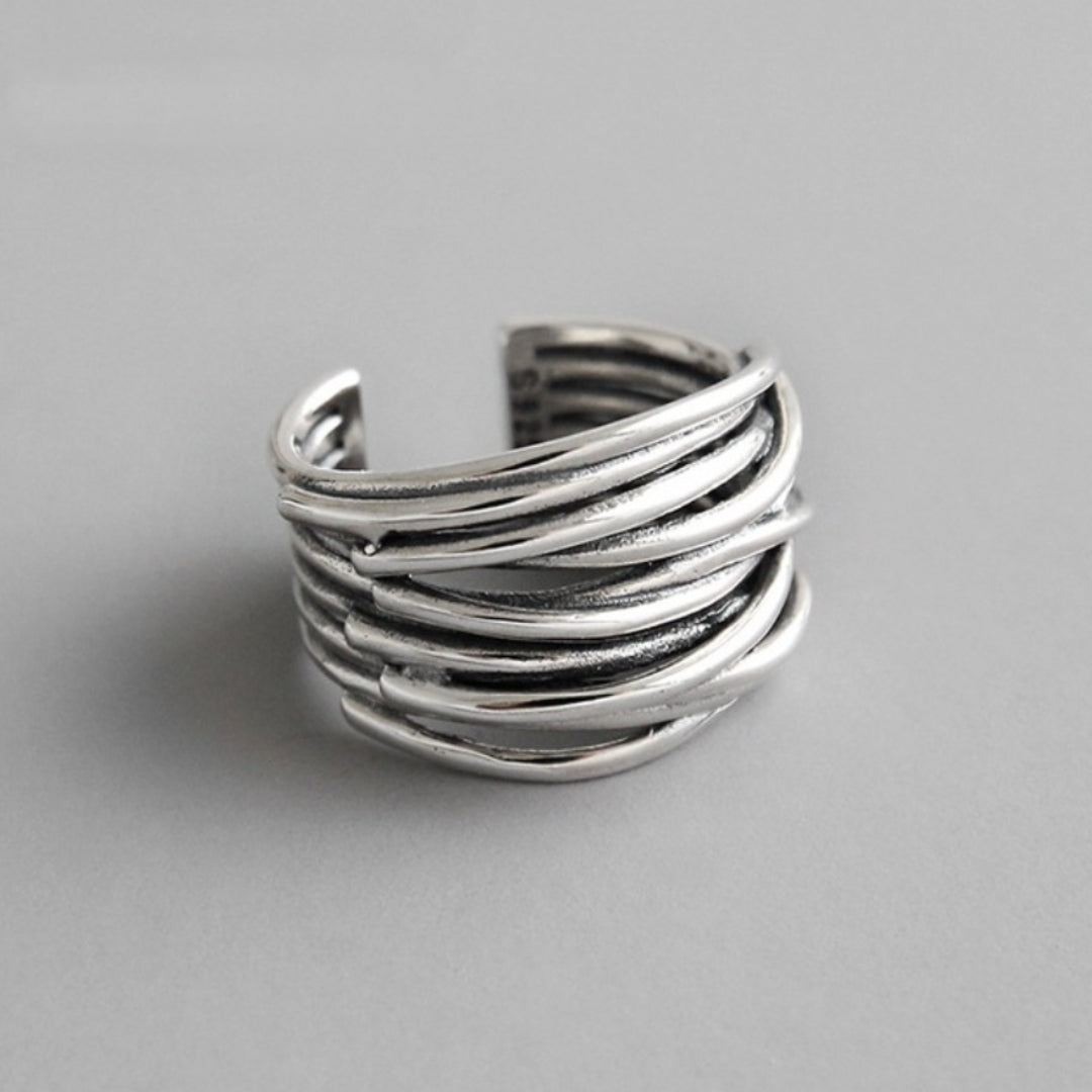 Anello a strati regolabile color argento