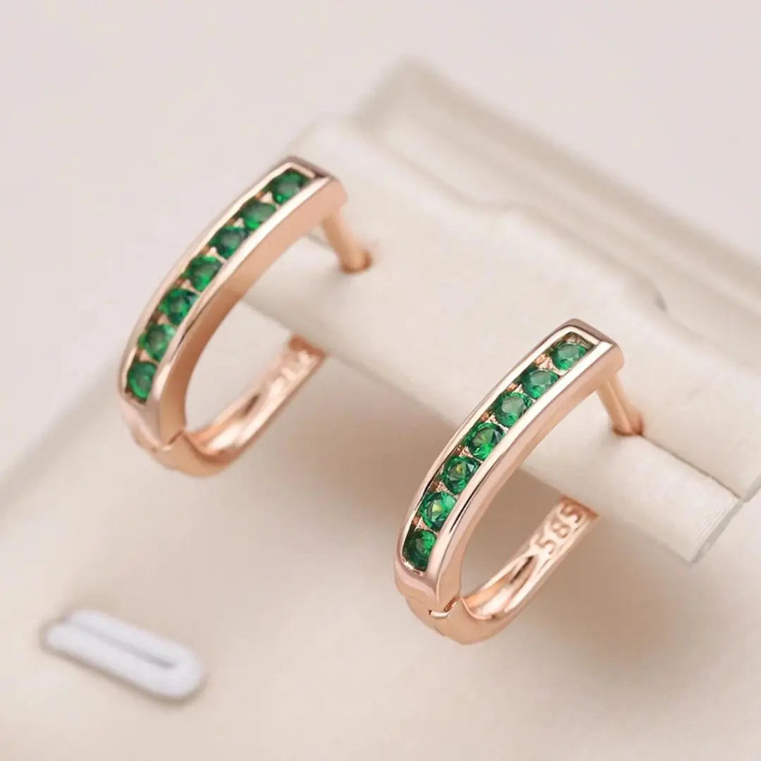 Orecchini di Zirconia Pietra Verde color oro