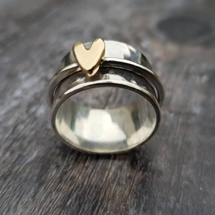 Mely - Anello color argento con Cuore Dorato