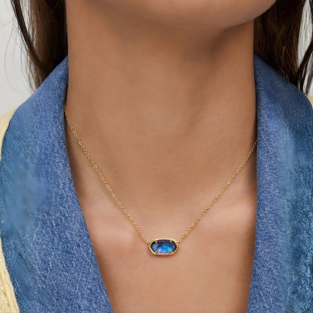 Collana Ovale Classica con Pietra Blu