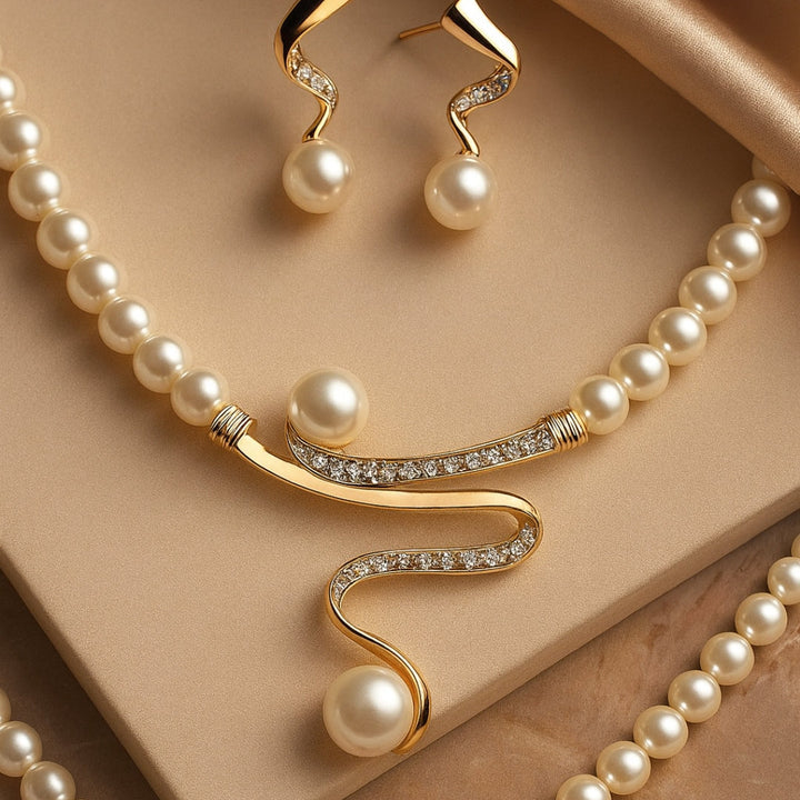 Set di gioielli Elegante Wave Pearl
