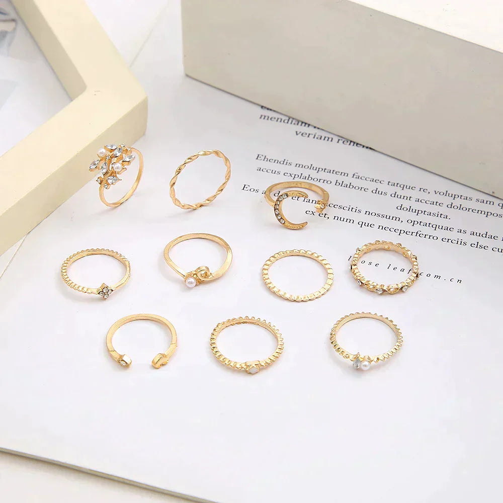 Pacco da 10 Anelli Bohemien color argento e color oro Placcato