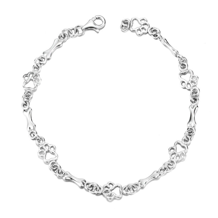 Braccialetto color argento Puro Edizione Limitata con Charm a Forma di Zampa e Osso di Cane
