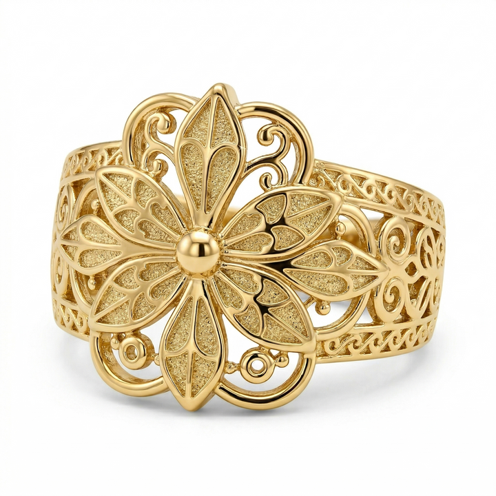Anello Fiorito Ispirato al Vintage | Oro