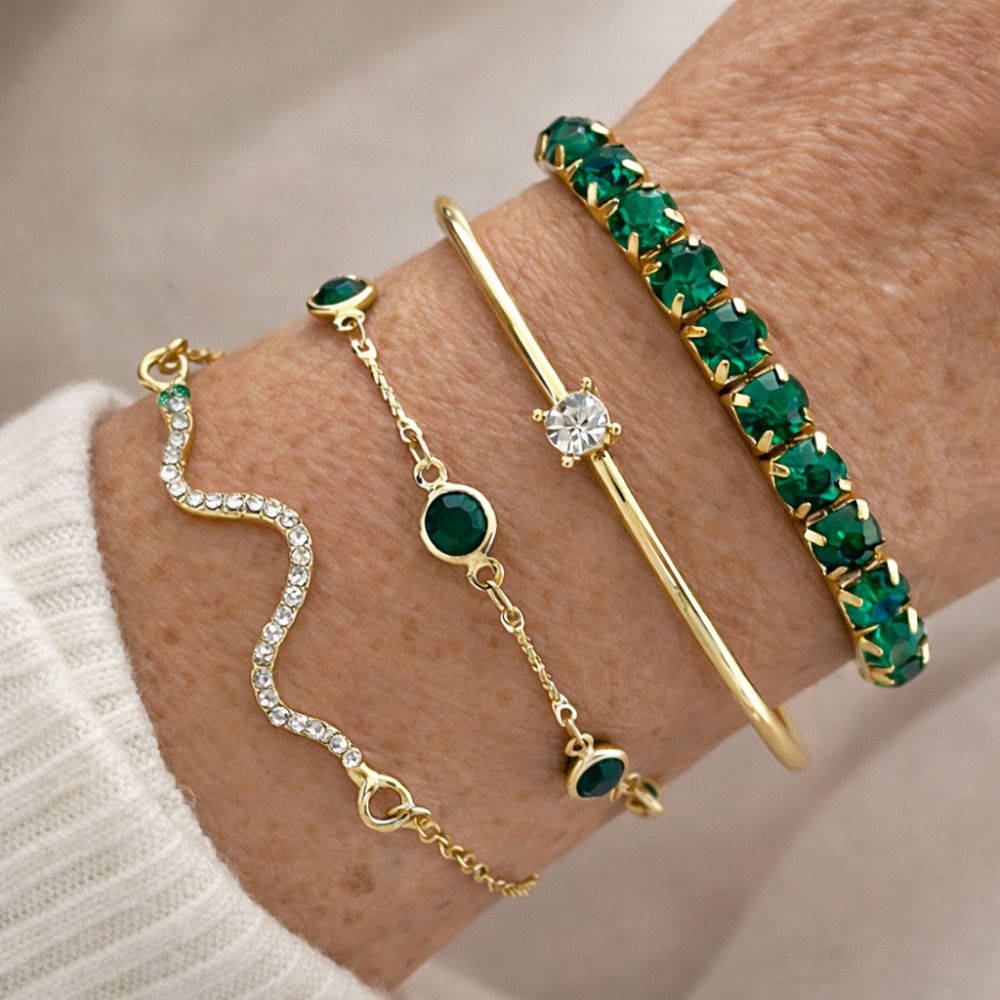 Set di Bracciali in Gemma Verde