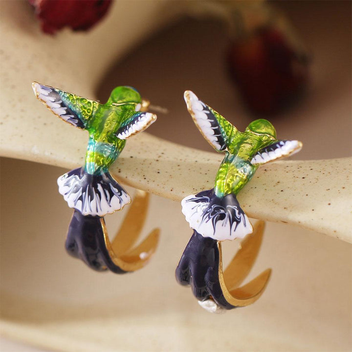 Orecchini Unici Creativi a Forma di Colibrì
