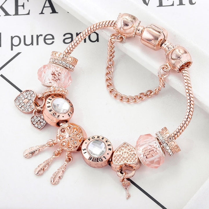 Bracciale Dreamcatcher con Rose e Charms Inclusi color argento
