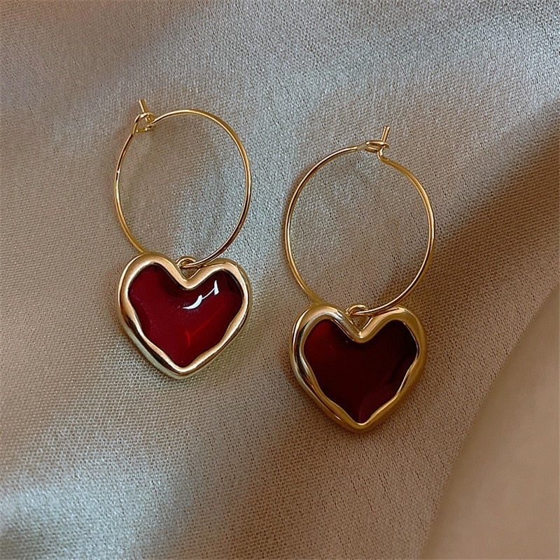 Orecchini Cuori Rossi