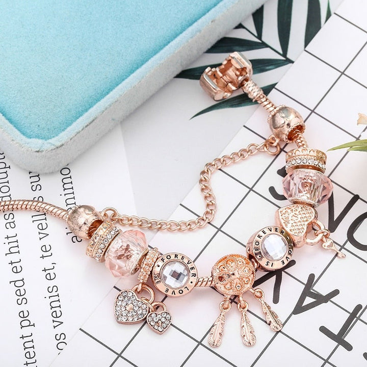 Bracciale Dreamcatcher con Rose e Charms Inclusi color argento