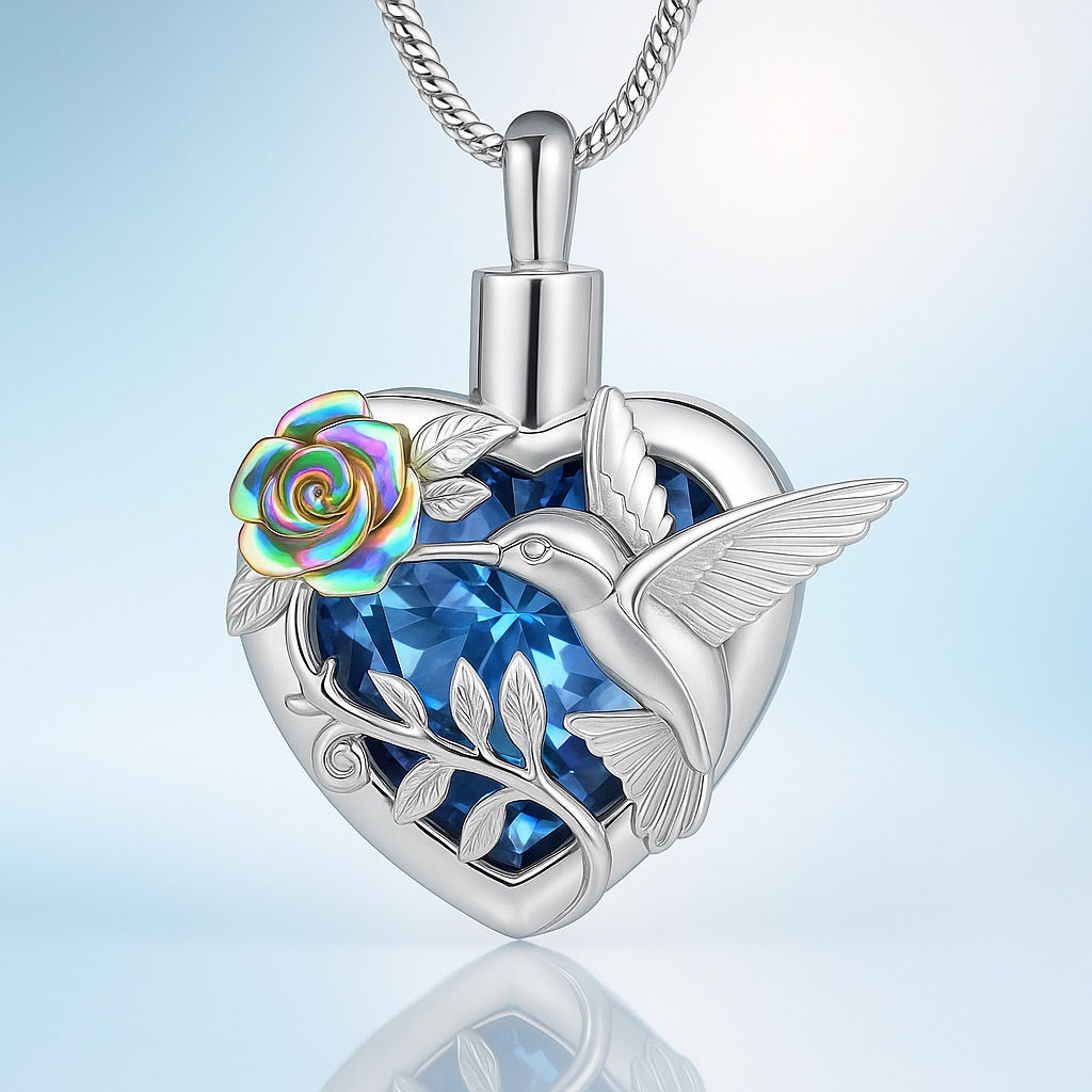 Collana Urna a Cuore Colibrì