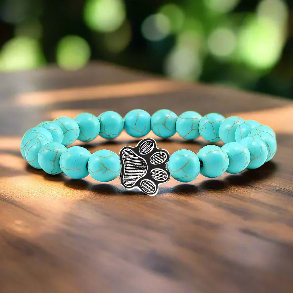 Bracciale con Zampa di Perline – Design in Pietra Naturale