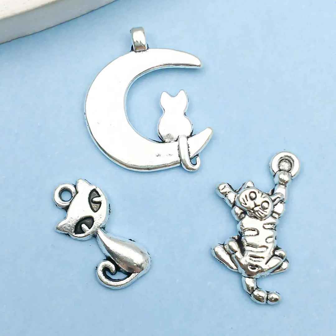 Collezione di Ciondoli di Gatti Vintage color argento
