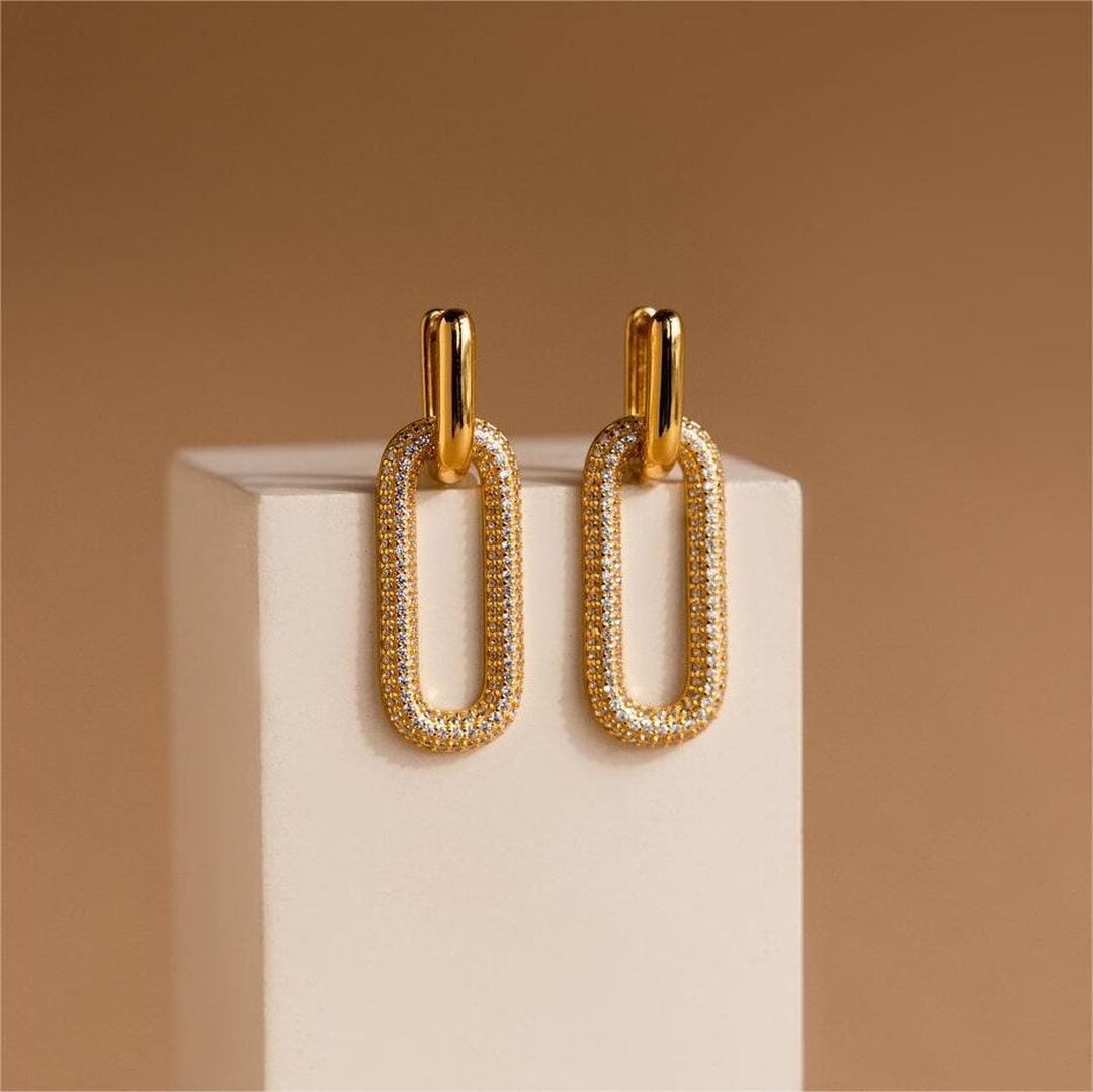 Orecchini Geometrici a Cerchio con Strass Retro