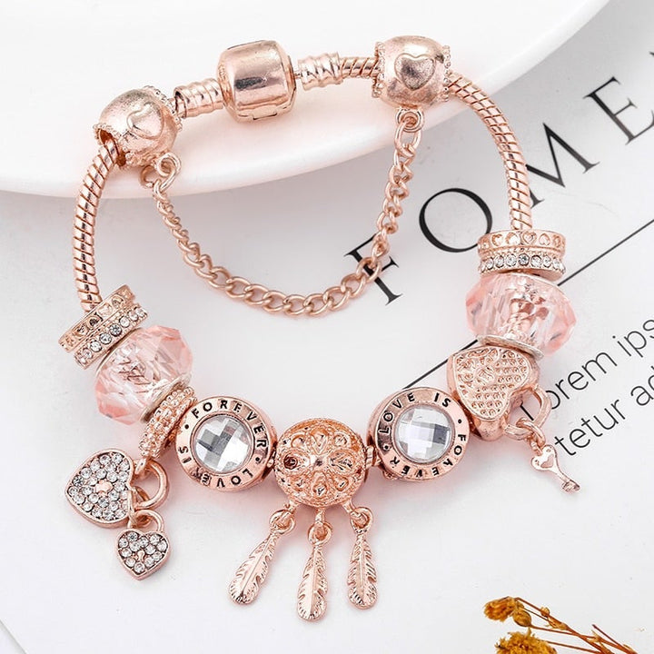 Bracciale Dreamcatcher con Rose e Charms Inclusi color argento