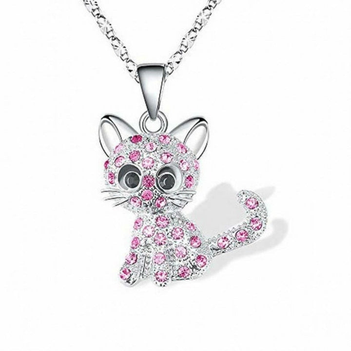 Collana con Gattini color argento e Zirconia Colorata