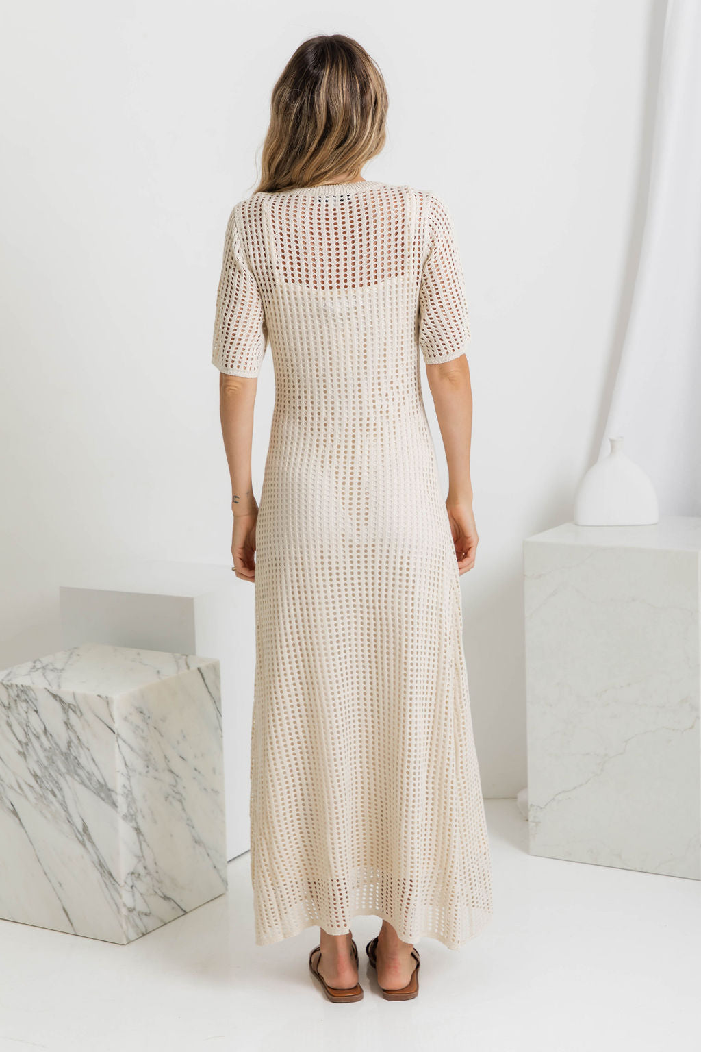 ESSENZIALE - Abito Maxi all'Uncinetto Airlie - Naturale