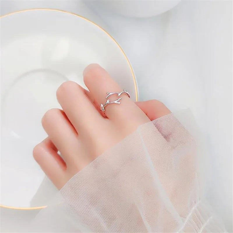 Anello color argento a Forma di Ramo