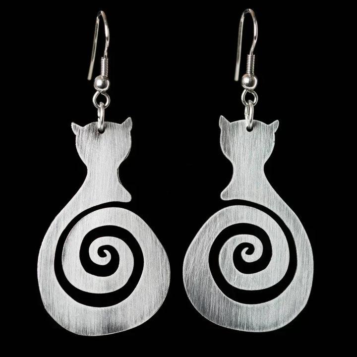 Orecchini a spirale con gatti vintage