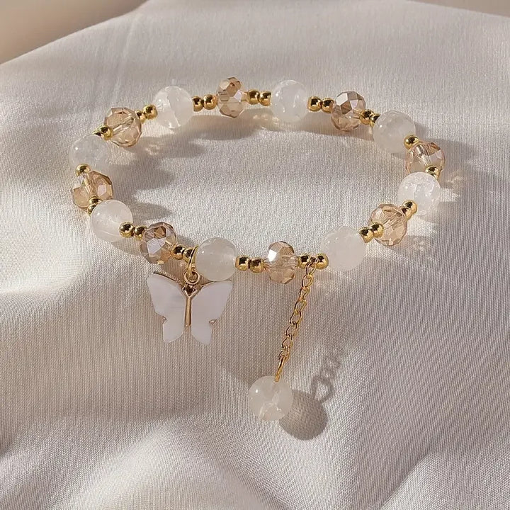 Bellissimo Braccialetto Elasticizzato con Perline a Forma di Farfalla