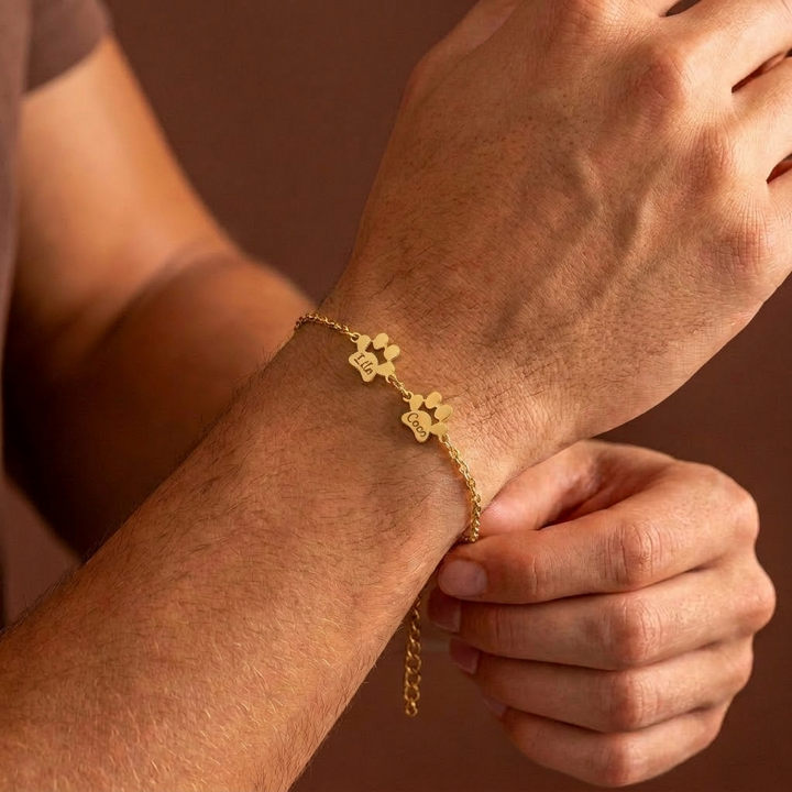 Braccialetto Personalizzato con Nome a Forma di Zampa (unisex)