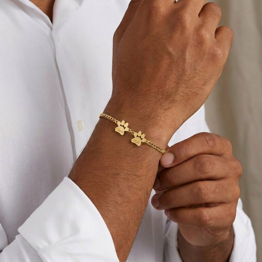 Braccialetto Personalizzato con Nome a Forma di Zampa (unisex)
