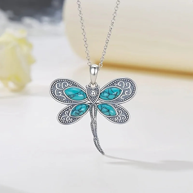 Collana con Pendente color argento a Forma di Libellula