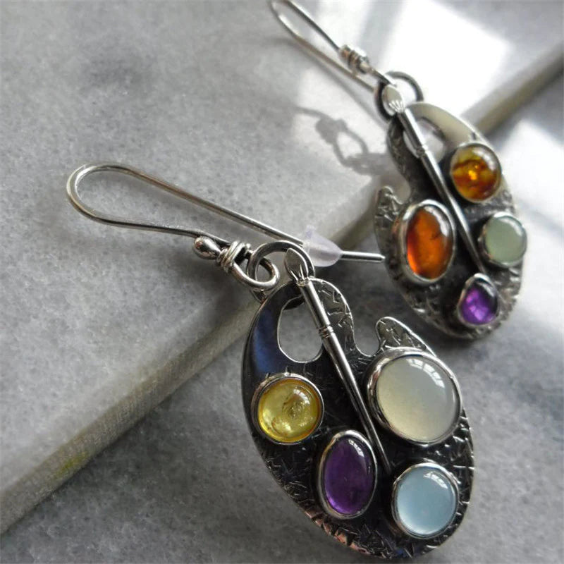 Orecchini Pendenti in Pietra Multicolore