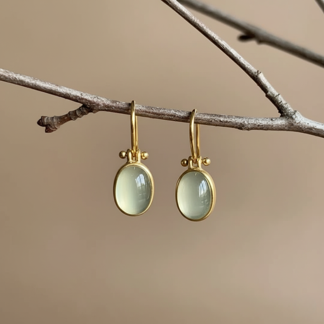 Orecchini Vintage in Pietra Lunare Verde