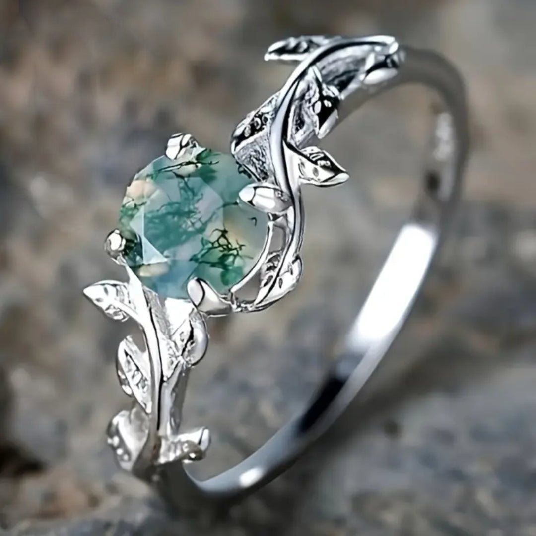 Anello Vintage in Pietra Verde Silverato