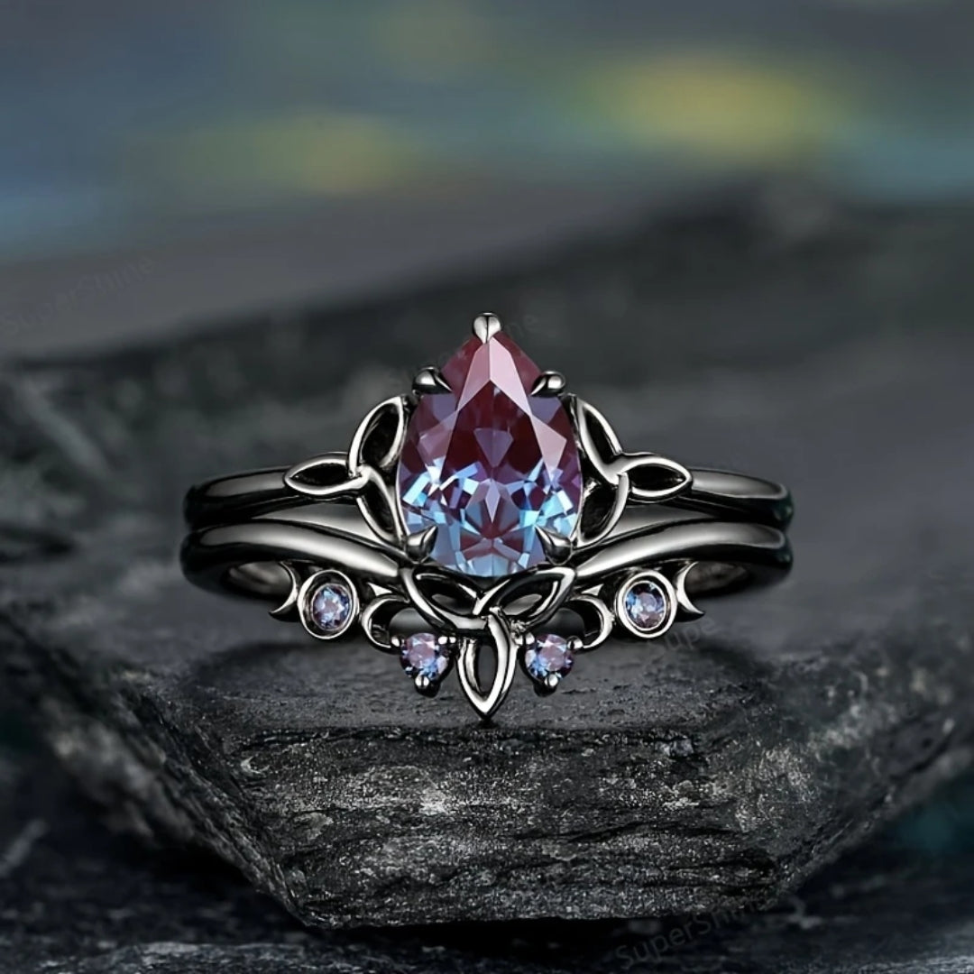 Anello a strati in pietra viola