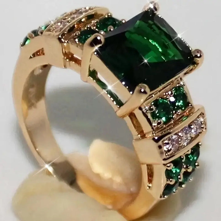 Anello Oro Verde Cristallino
