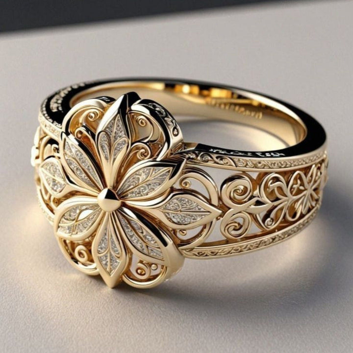 Anello color oro Esotico con Zirconia a Fiore