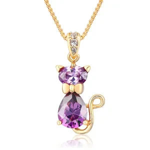 Collana con Pendente a Forma di Gatto di Cristallo