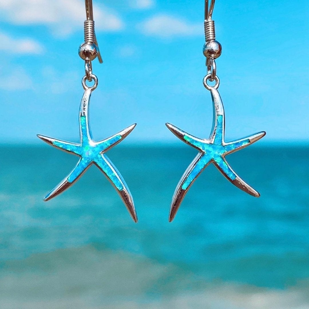 Orecchini a Stella Marina in Opale e color argento