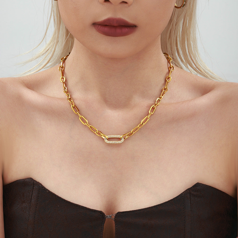 Set di Gioielli con Catena Chunky Paved | Oro