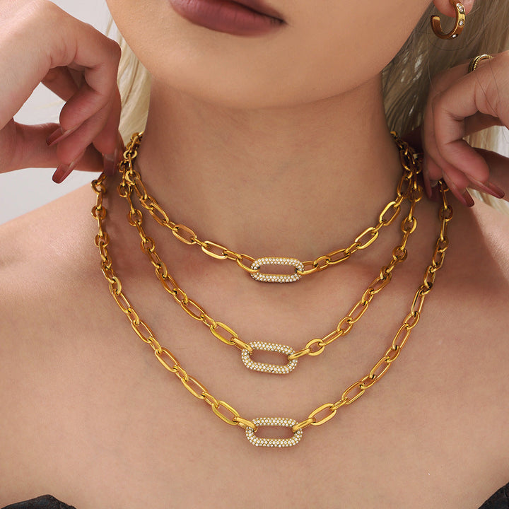Set di Gioielli con Catena Chunky Paved | Oro